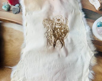 Odin Rabbit Hide Altar Cloth – Norse Pagan Centerpiece Mat (12-16")