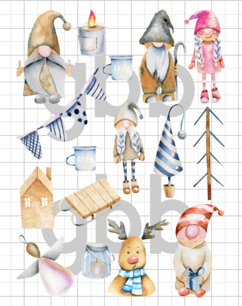 Scandinavian Christmas Watercolor Waterslide Decal