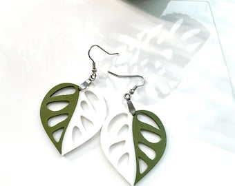 Eco-Friendly Monstera Adansonii Earrings | Lightweight 3D Printed Leaf Dangles | Biodegradable PLA Jewelry for Plant Lovers