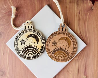 Return Of The Light Yule Ornament | Witch Pagan Tarot | Maple Wood | Non-Religious | Hygge | Christmas Tree | Solstice Ritual | Yule Season