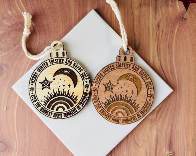 Return Of The Light Yule Ornament | Witch Pagan Tarot | Maple Wood | Non-Religious | Hygge | Christmas Tree | Solstice Ritual | Yule Season