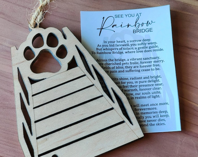 See You At Rainbow Bridge Pet Memorial Ornament | Gift for Mom Sister Parent | Maple Wood | Non-Religious | Decor | Hygge | Christmas Tree