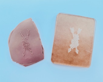 Boho Floral Arrows 2 Embossing Stamp For Polymer Clay | Flower Stamp | Clay Cutter | Jewelry | Texture Mat | Flower Design | Acrylic Stamp |