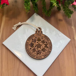 Wheel Of The Year Ornament | Witch Pagan Tarot | Maple Wood | Non-Religious | Hygge | Christmas Tree | Solstice Ritual | Yule Season