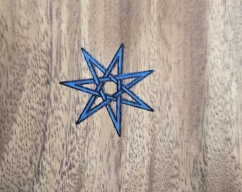 Seven Point Elven Star Engraved Acacia Wood 6 inch Square Tray, Altar Decor, Art Nouveau