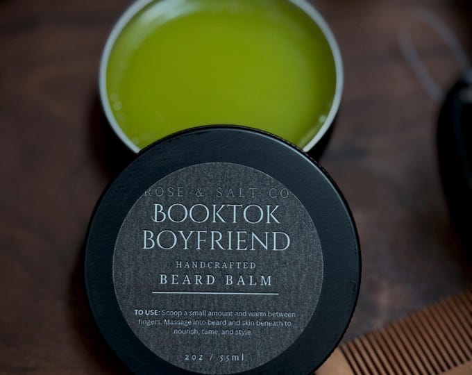 BookTok Boyfriend Beard Balm – Fresh Clean Scent Beard Conditioner & Balm | Light Hold Grooming Balm for Soft, Touchable Beards