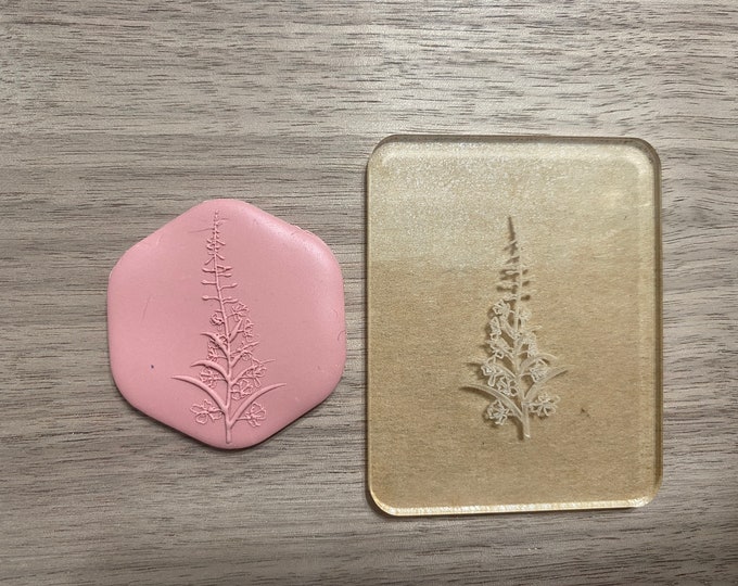 Fireweed Flower Acrylic Embossing Stamp | Polymer Clay Texture