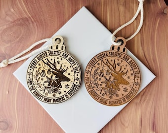 Winter Solstice Reindeer Ornament | Witch Pagan Tarot | Maple Wood | Non-Religious | Hygge | Christmas Tree | Solstice Ritual | Yule Season