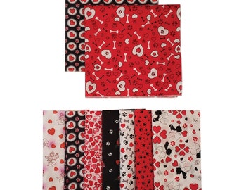 Value Pack - 12 Assorted VALENTINE'S DAY Square Bandanas Dog Grooming / Groomers Bandanas Bulk Package
