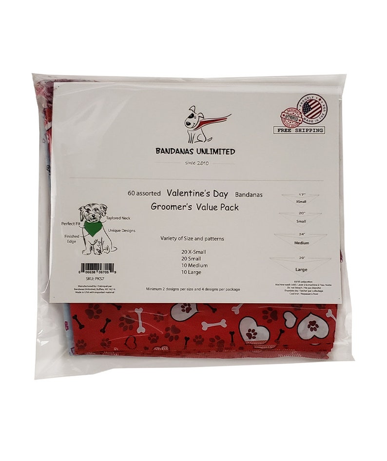 60 Assorted VALENTINE'S DAY Tieback Dog Grooming Bandanas / Groomers Bulk Package Etsy