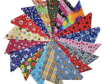 144 Assorted Pre-Cut EVERYDAY Tieback Dog Grooming Bandanas / Groomers Bulk Package - Variety of size and patterns EVERYDAY Pre cut bandanas