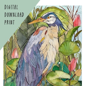 Digital Print of Great Blue Heron Bird