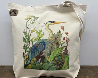 Coastal Wine Bag Heron Bag Wedding Favor Wine Flamingo Bag Marsh Bird,Coastal Living Blue Beach Bird Gift Card Event Gift Reusable