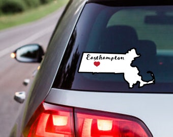 Massachusetts Decal, Easthampton MA Vinyl Car Sticker, Car Window Sticker, Bumper Sticker, Waterproof Sticker, Gift For Everyone