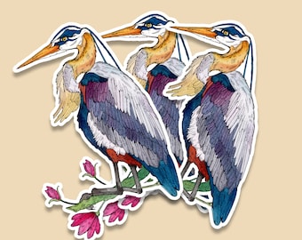 Great Blue Heron Vinyl Sticker Set, Waterproof Outdoor Decal