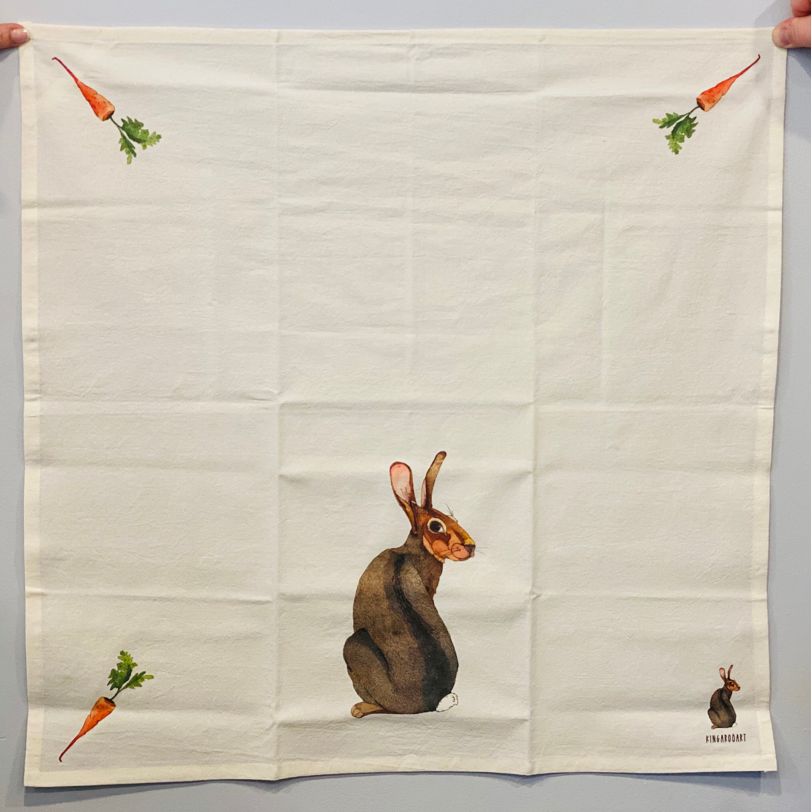 Rabbit Tea Towel Bunny Tea Towel Dish Towel Natural Cotton Etsy