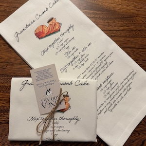 Custom Recipe Tea Towel with Artwork, Personalized Kitchen Decor (19x28 inches)