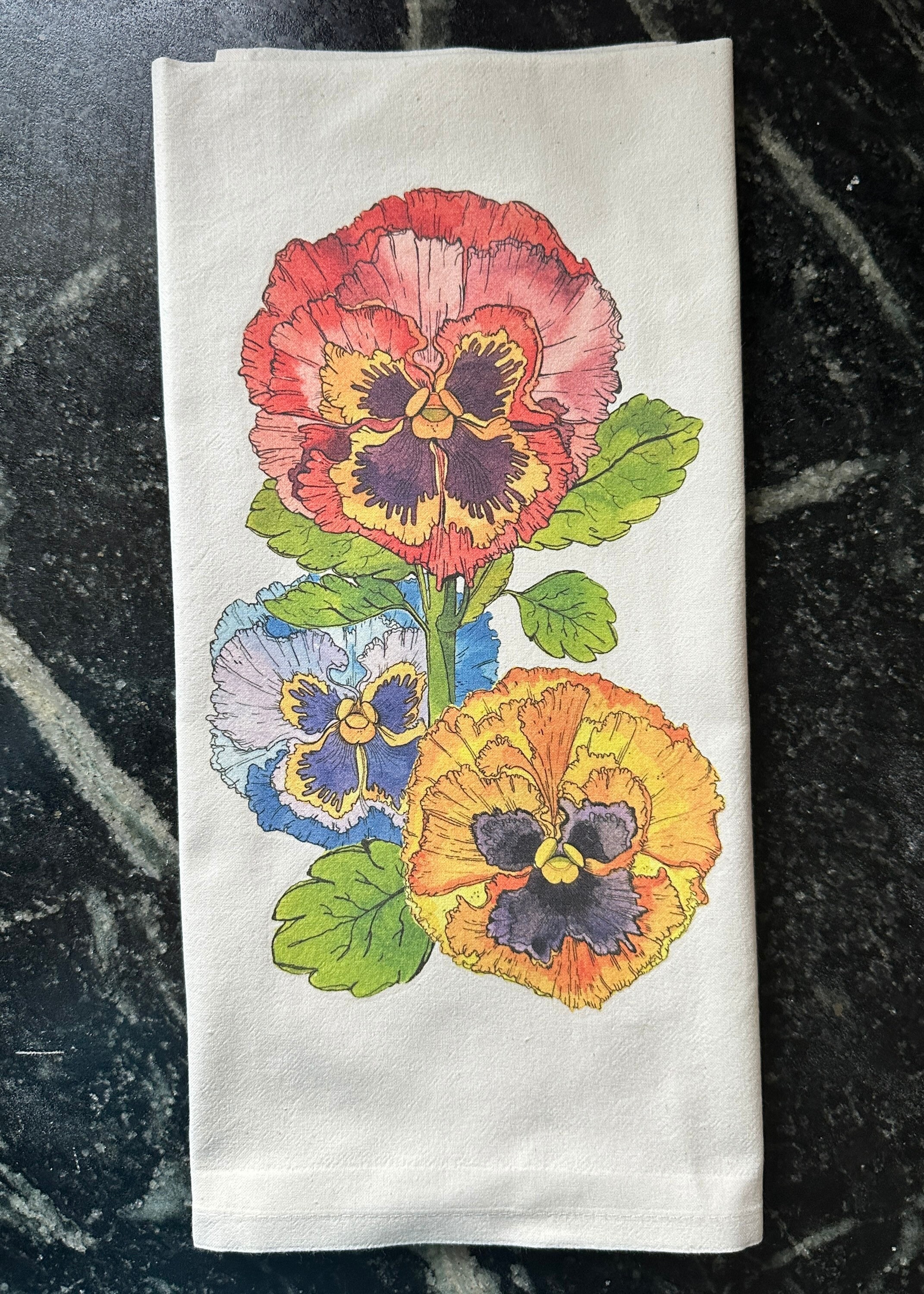 Pansy Towel Pansy Dish Towel Pansy Flour Sack Tea Towel Etsy