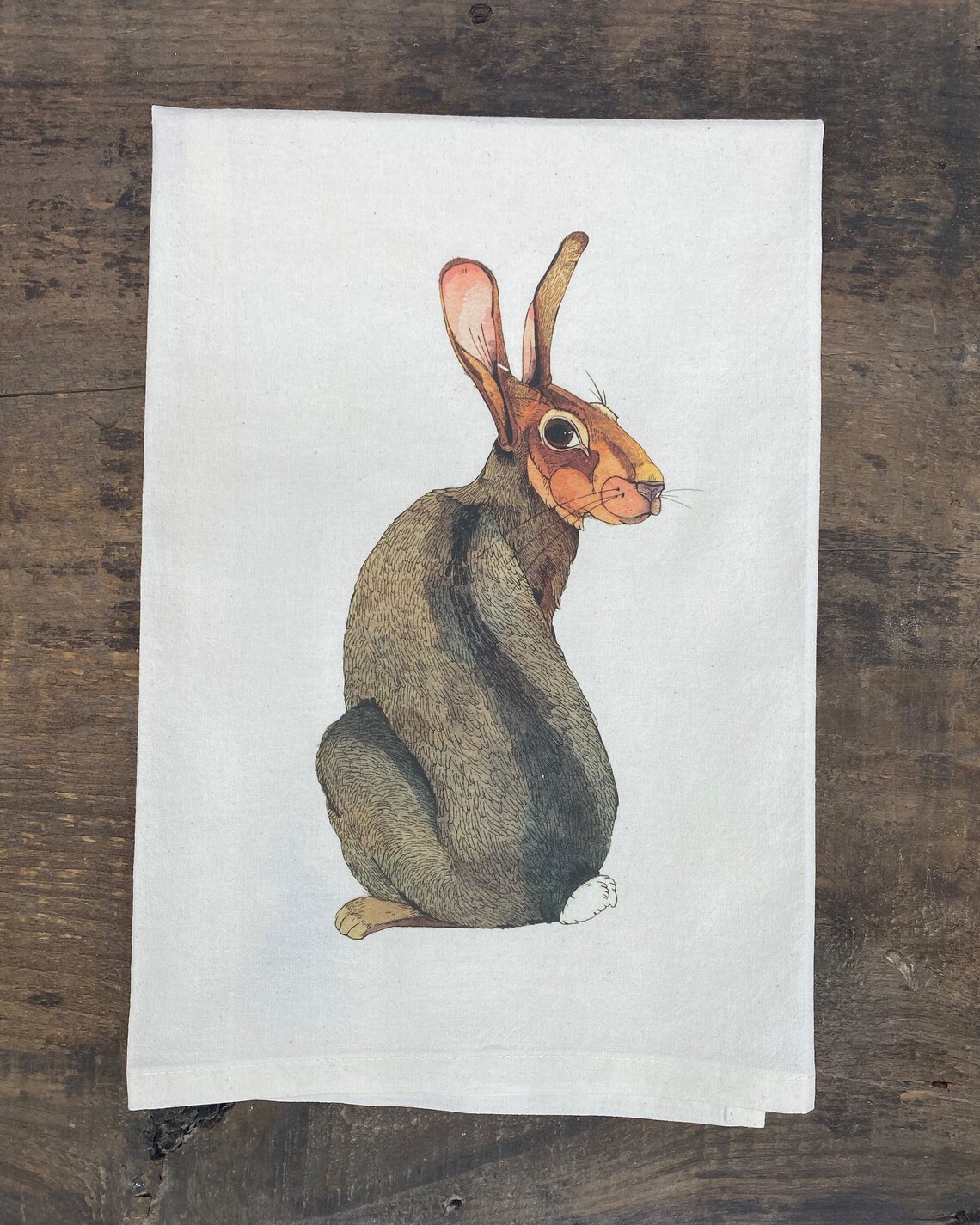 Rabbit Tea Towel Bunny Tea Towel Dish Towel Natural Cotton Etsy