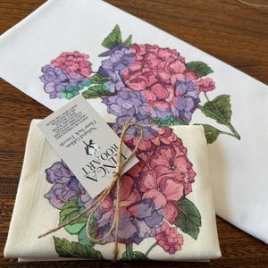 Paño de cocina con estampado de flores de hortensia, decoración de cocina con acuarela