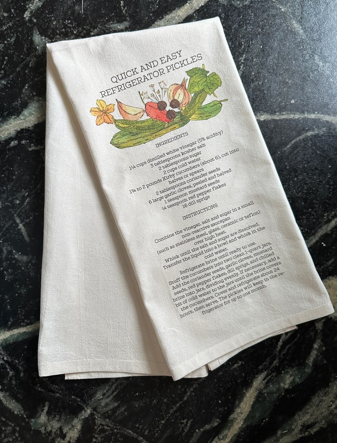 Custom Recipe Tea Towel With Matching Artwork, Personalized Recipe Tea