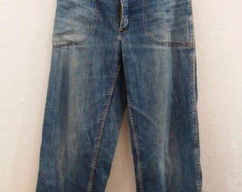1940's WW2 Era Hercules Union Made Denim Lowback Overalls
