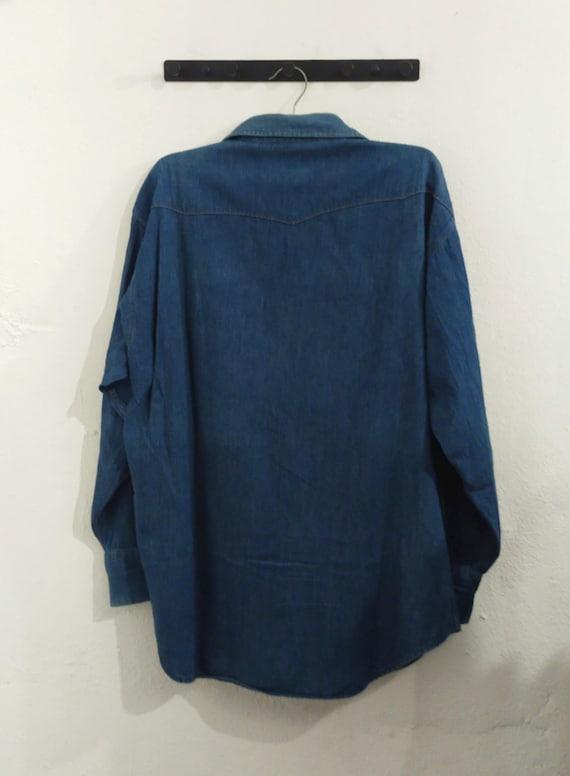 Vintage 90s Wrangler Blue Bell Western Denim Shirt, Metal Snap