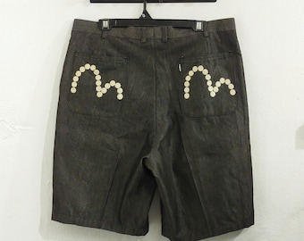 Vintage 90s EVISU Ball Mark Embroidery Shorts Size 35 inches — Made in Japan