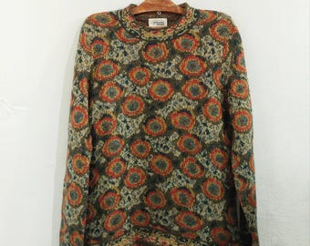 Vintage 90s Missoni Sport All-Over Floral Circular Geometric Women's Knit Sweater – Made in Italy