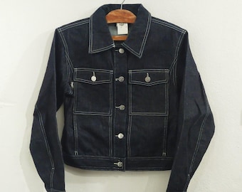 ジャケット・アウター 90s agnes b black denim jacket Agnes B. Washed Black Denim Jacket - French Luxury Designer