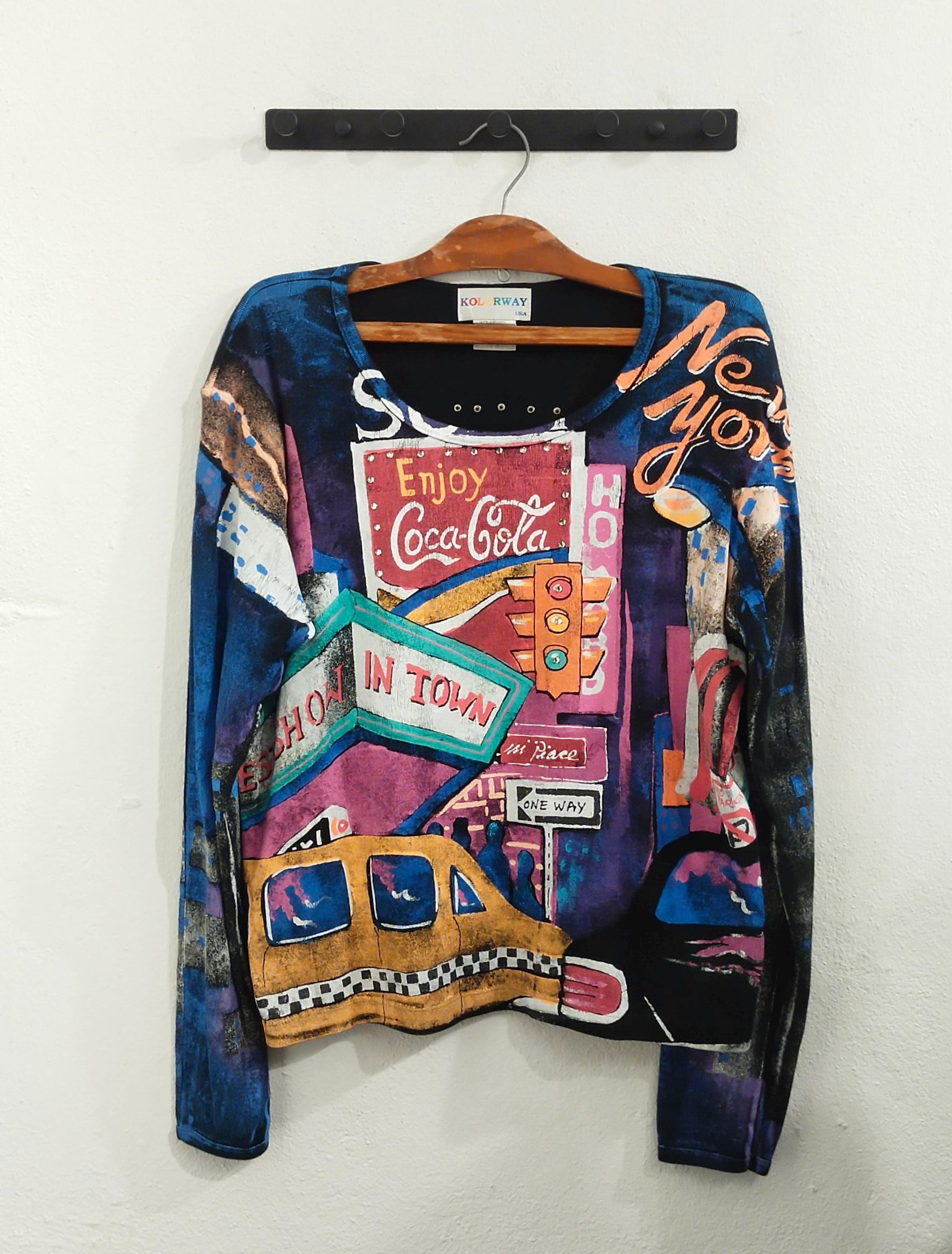 Vintage Rare Kolorway Hand-painted New York City Long Sleeve T 