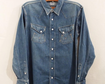 Vintage 1960s Maverick Blue Bell Sanforized Western Shirt ~ M to L