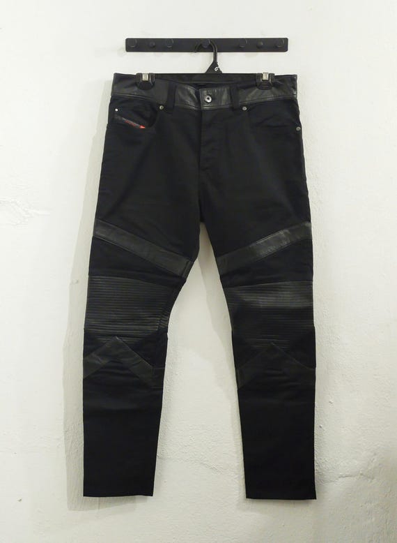 Diesel, Rare Diesel Industry Biker Pants with Sheepskin Waistband & Knee Panels.Size 32