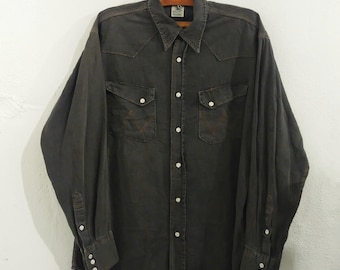 Vintage 1950's WRANGLER Western Shirt | Blue Bell Beige Shirt Men