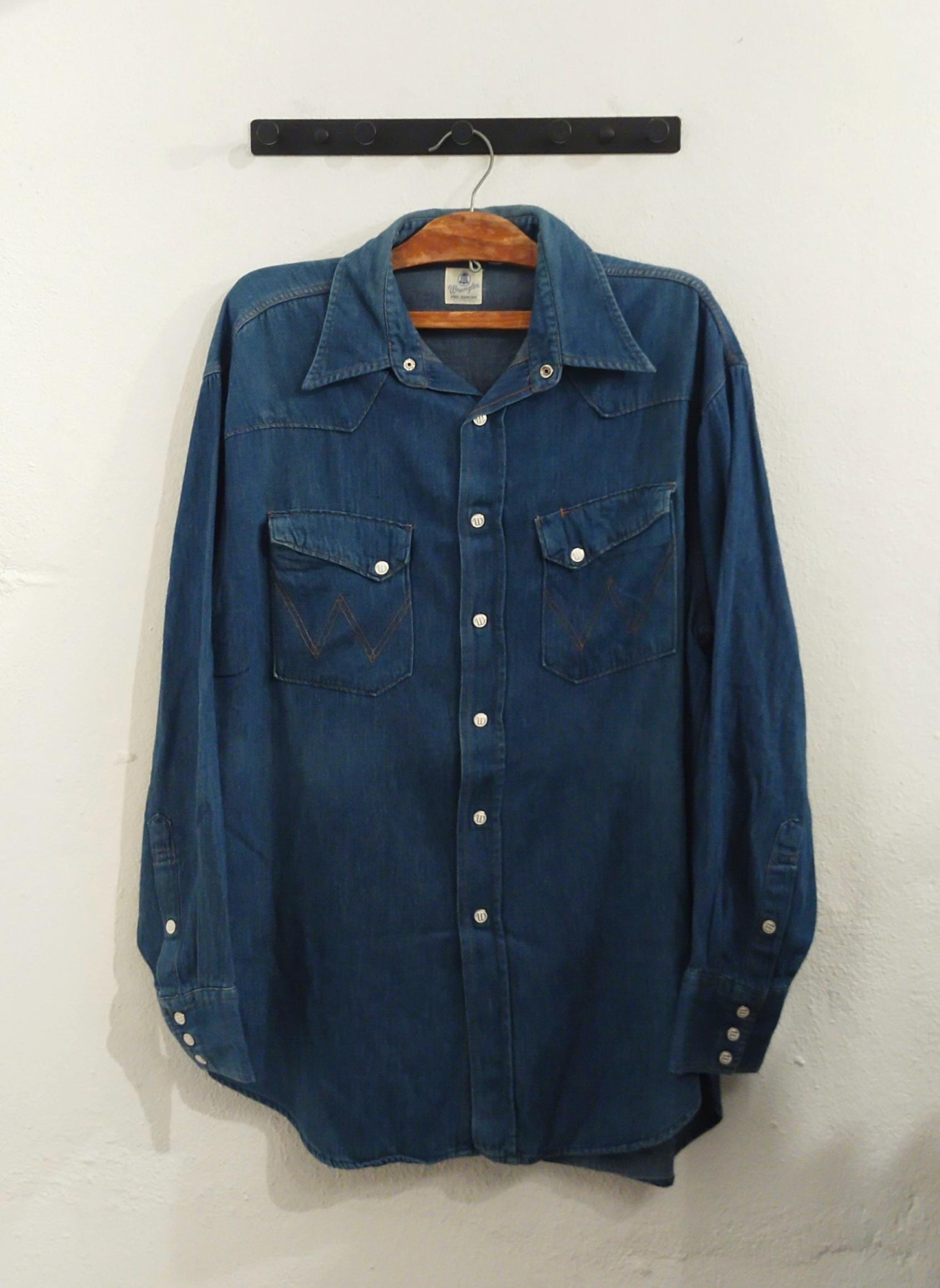 Vintage 90s Wrangler Blue Bell Western Denim Shirt, Metal Snap