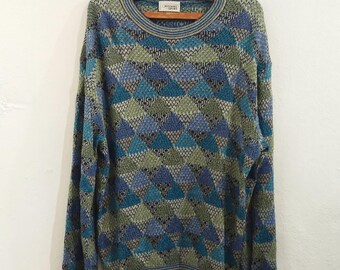 Vintage 90s Missoni Diamond-Shaped Pattern Knitted Sweater — Made in Italy