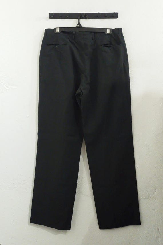 パンツ Old Giorgio Armani Black Linen Slacks Vintage 90s Giorgio Armani Men's Black Linen Trousers — Made in