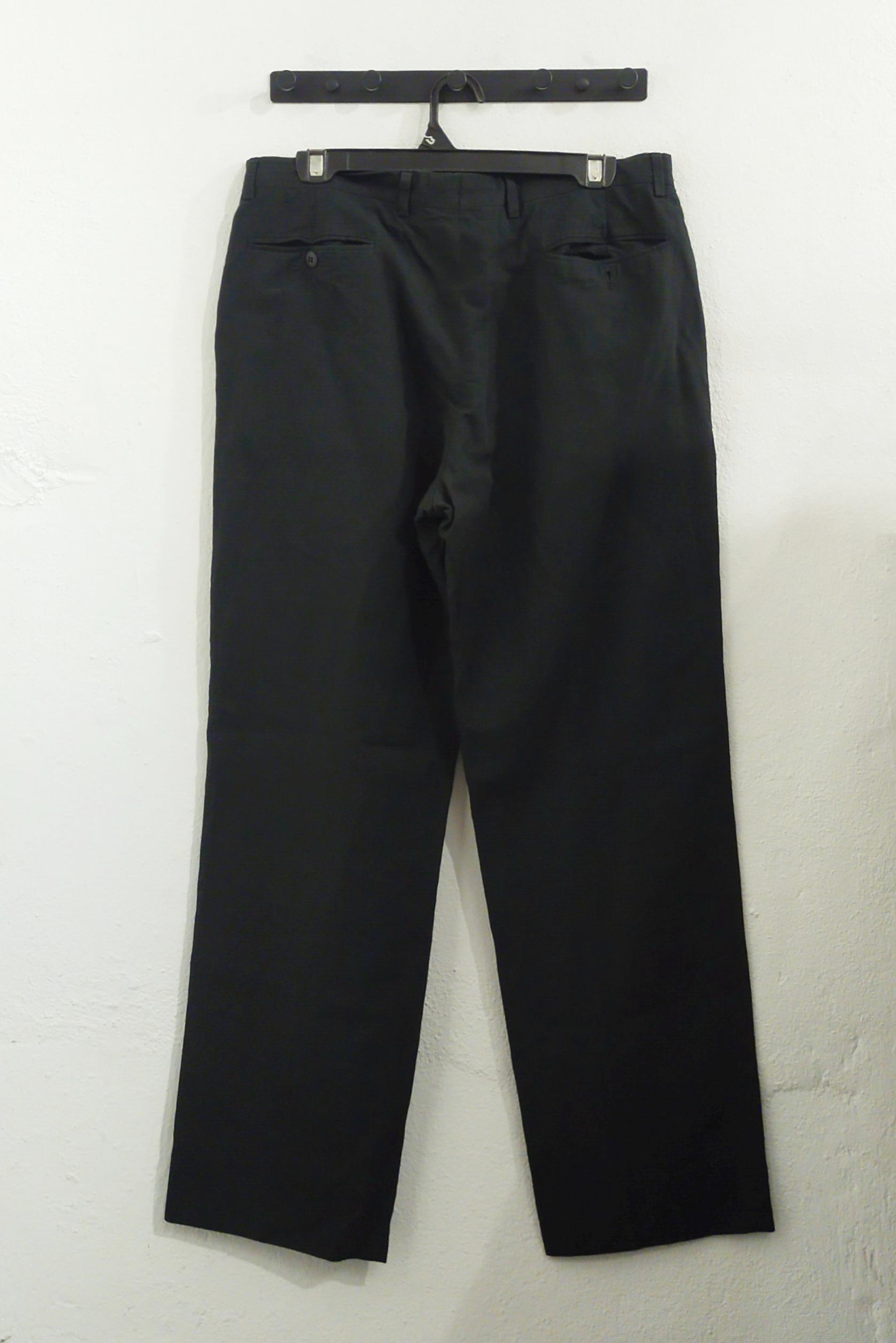 パンツ Old Giorgio Armani Black Linen Slacks Vintage 90s Giorgio Armani Men's Black Linen Trousers — Made in