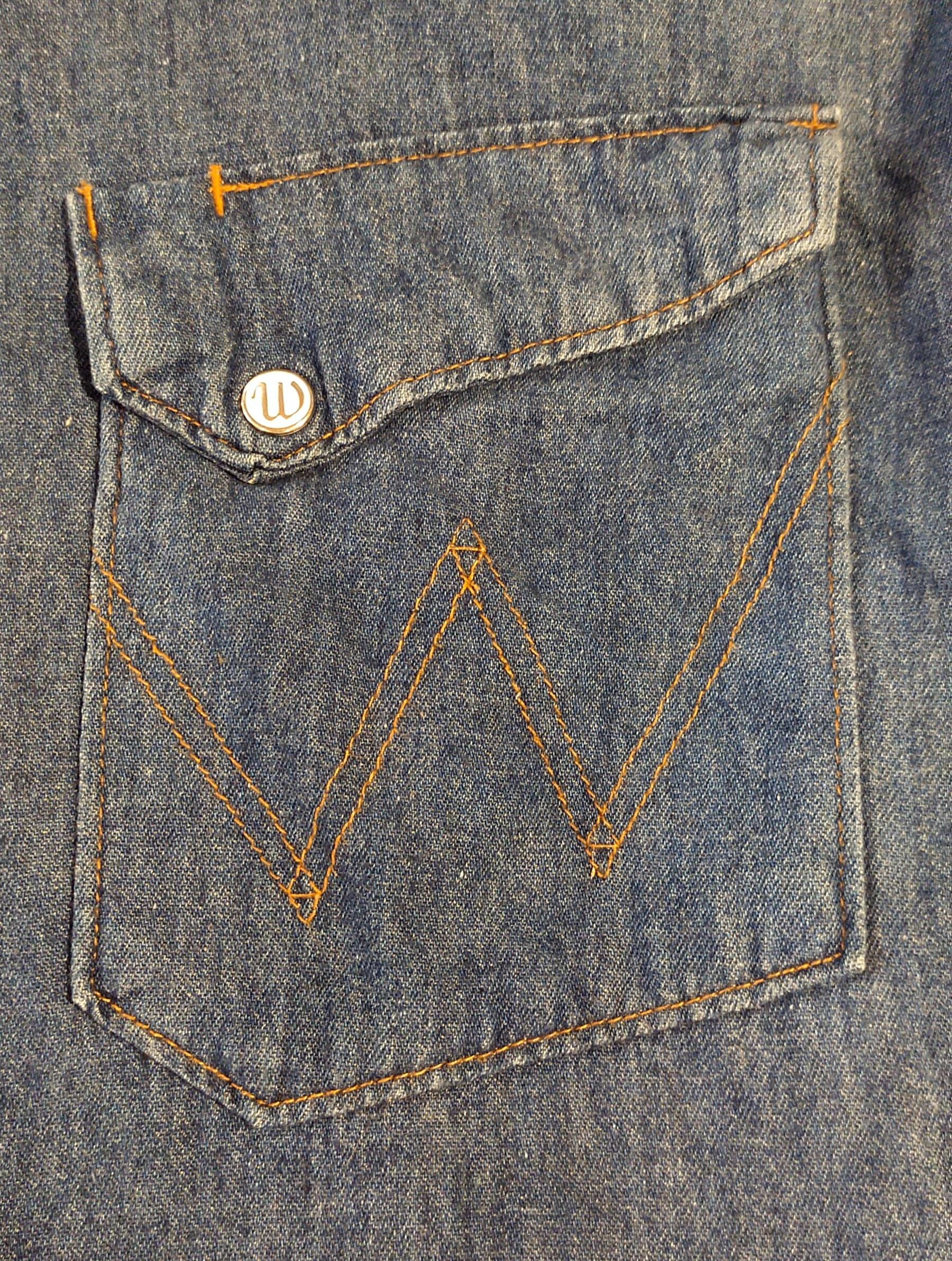 Vintage 90s Wrangler Blue Bell Western Denim Shirt, Metal Snap