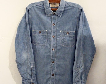 Vintage Shirt, 1940s Work Shirt, 1940s Chambray Shirt, Painter's