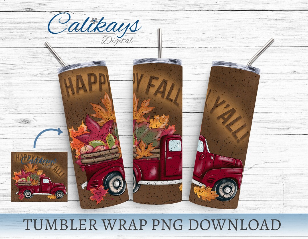 Fall Tumbler Wrap Sublimation Designs, Autumn 20oz Skinny Tumbler Png ...