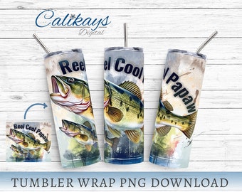 Tumbler Wrap Sublimation Designs, Reel Cool Papaw 20oz Skinny Tumbler Png - Fishing