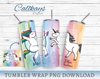 Teacher Unicorn Tumbler Wrap Sublimation Designs, Other Teachers, 20oz Skinny Tumbler Png, Tumbler for Teacher, Teacher Gift, Teacher Week