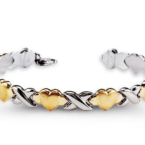 X and Heart Bracelet 925 Sterling Silver High Polish Heart Etsy