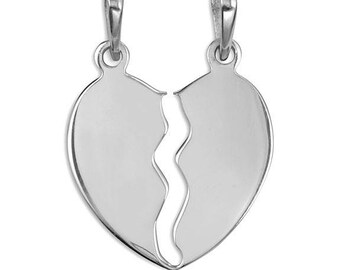 Sterling Silver Two Split Heart Double Pendant Necklace