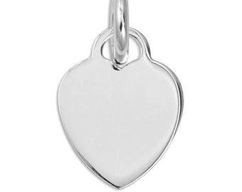 Sterling Silver Simple Heart Engrave Pendant Necklace