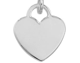 925 Sterling Silver Simple Heart Plate Pendant Necklace