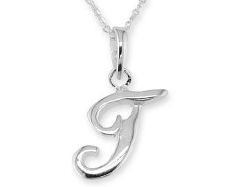 925 Sterling Silver Alphabet Letter T Pendant Necklace