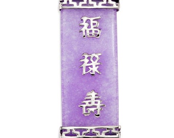 925 Sterling Silver Purple Jade Figure Pendant