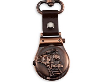 Mens Closed Dial Copper Train New Belt Pocket Watch